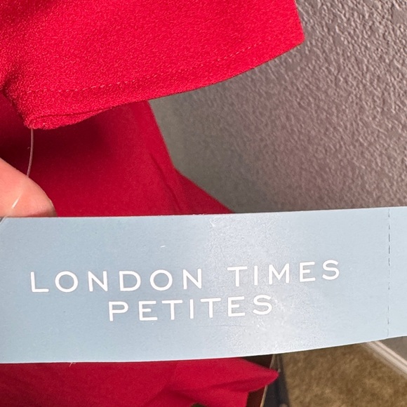 London Times Vivid Red Long Sleeve Dress - Picture 4 of 6